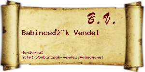 Babincsák Vendel névjegykártya